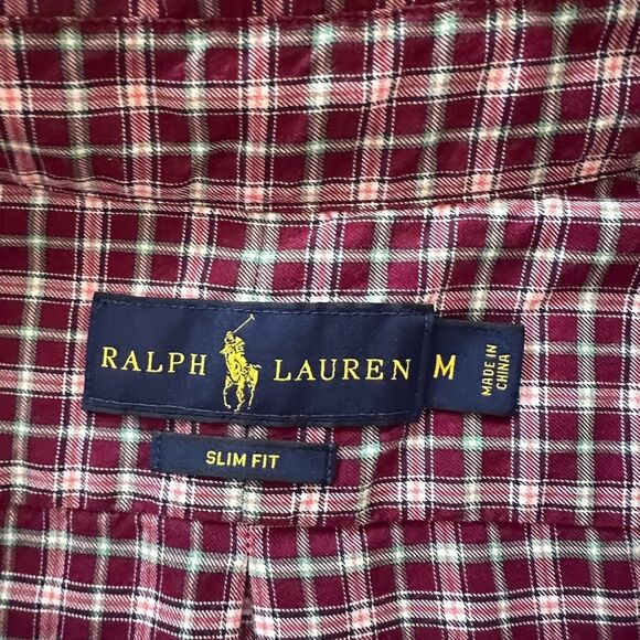Ralph Lauren Mens Button Down Shirt Long Sleeves Plaid Red/Mullticolor Size M - Picture 3 of 8